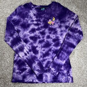 ALab Womens Size M Take A Trip Mushroom Cotton Purple Tie Dye L/S Shirt